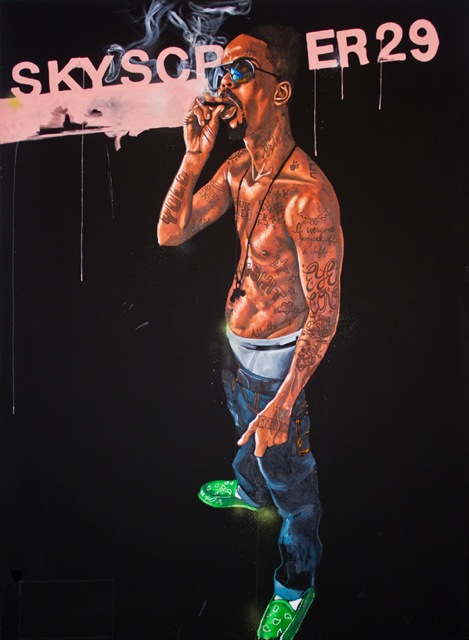 EYE CONS. Acrylic on canvas. 80x59 in. 2012. Fahamu Pecou