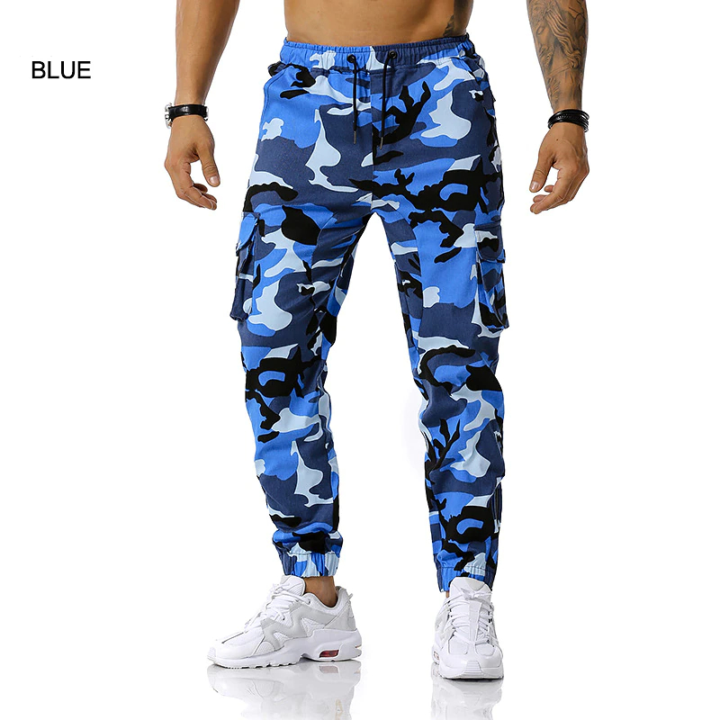 Slim Fit Camo Cargo Pants blue