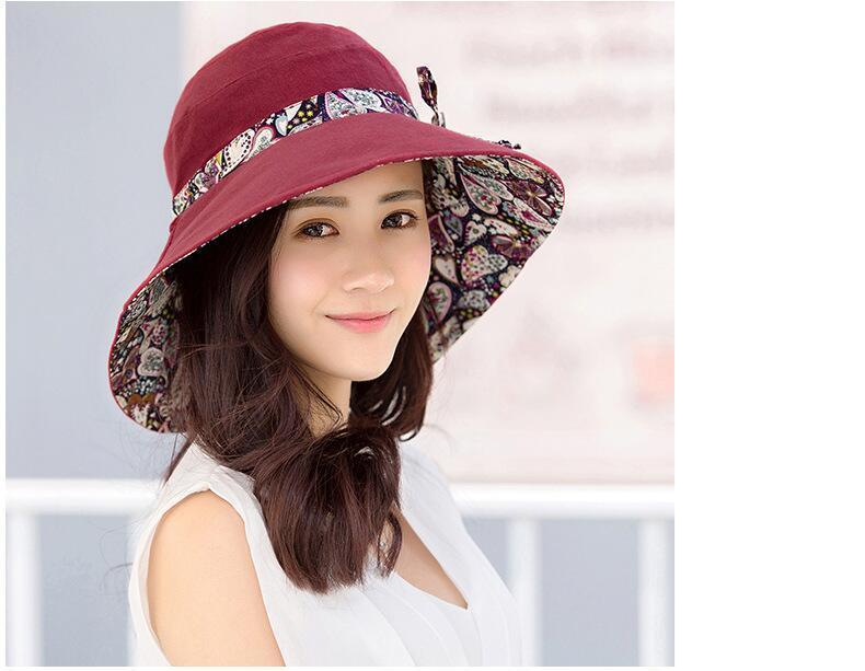 2018 New Brand Women Sun hat Summer Hat Folding Sunscreen Anti-uv big Summer Biking Beach Hat Fashion Sun hat
