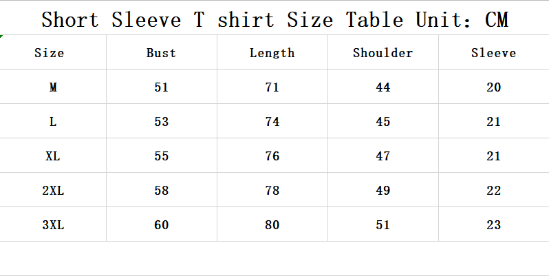 Shirt sizes at freshbomb.com
