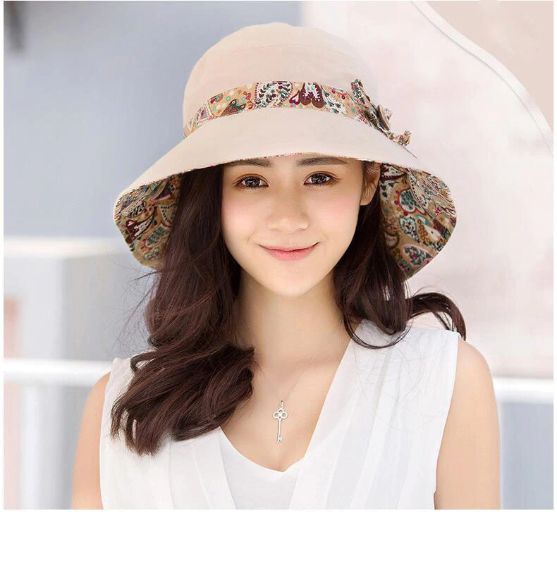 2018 New Brand Women Sun hat Summer Hat Folding Sunscreen Anti-uv big Summer Biking Beach Hat Fashion Sun hat