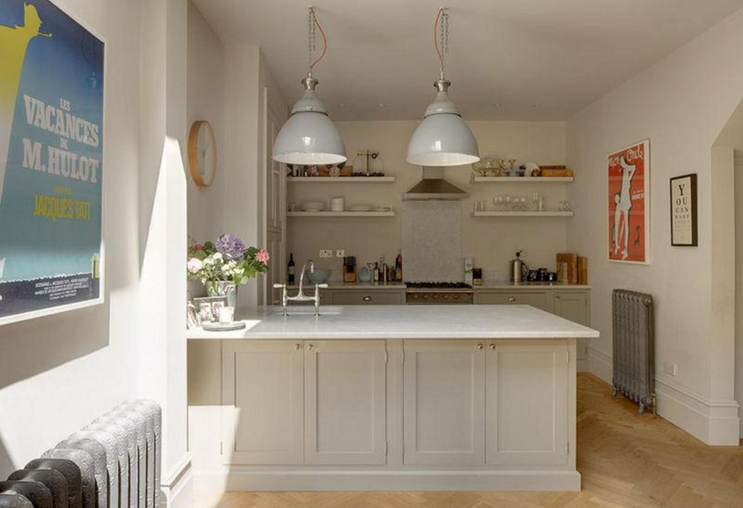 White Open Kitchen With Breakfast Bar