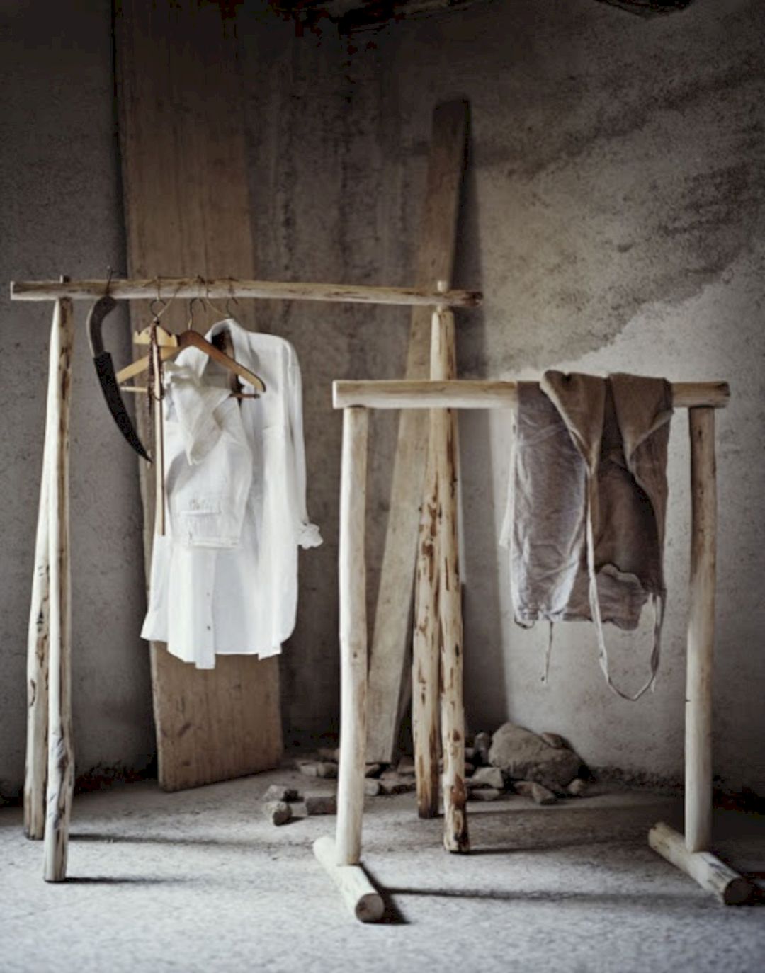 Rustic Wood Clothes Rack