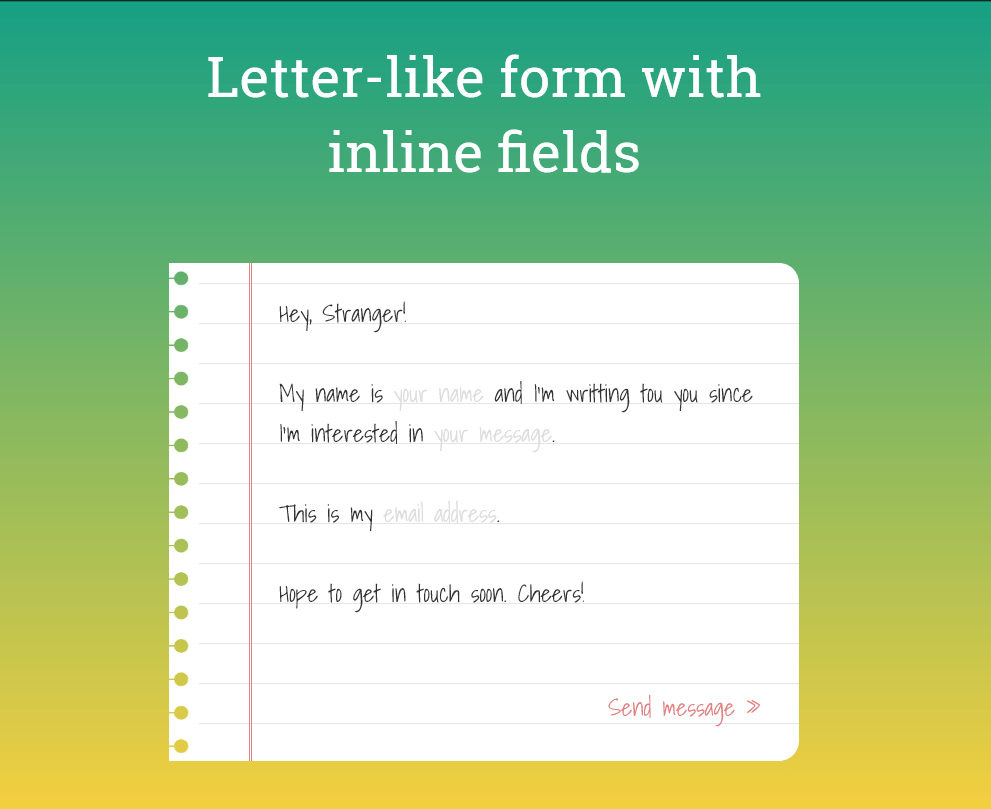 Pure CSS Letter Like Form with Inline Fields - Coding - Fribly
