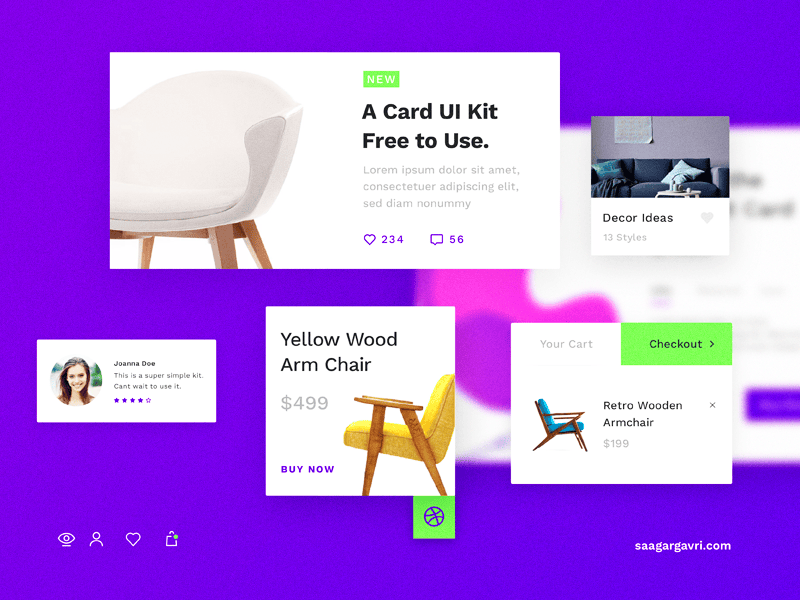 Card UI Kit - Free Vector AI Clean UI Kit - Freebies - Fribly