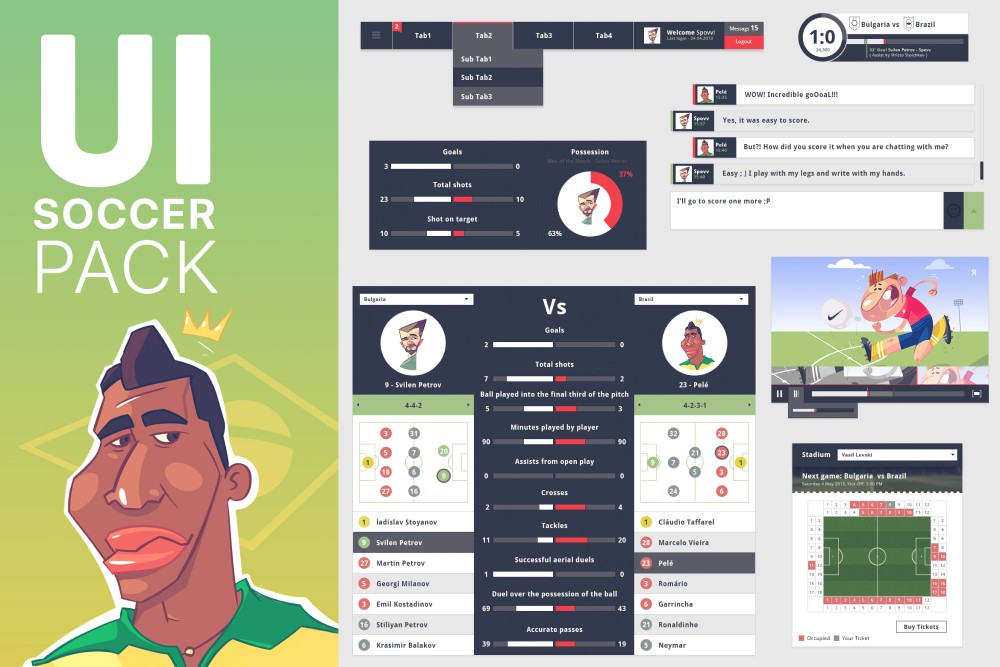 Free Soccer UI Kit - Free Football UI Kit - Freebies - Fribly