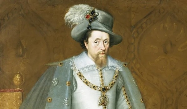 c. 1606 - King James VI & I by John de Critz, via Wikimedia Commons.