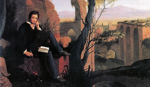 1845 - Shelley Writing Prometheus Unbound by Joseph Severn, via Wikimedia Commons.