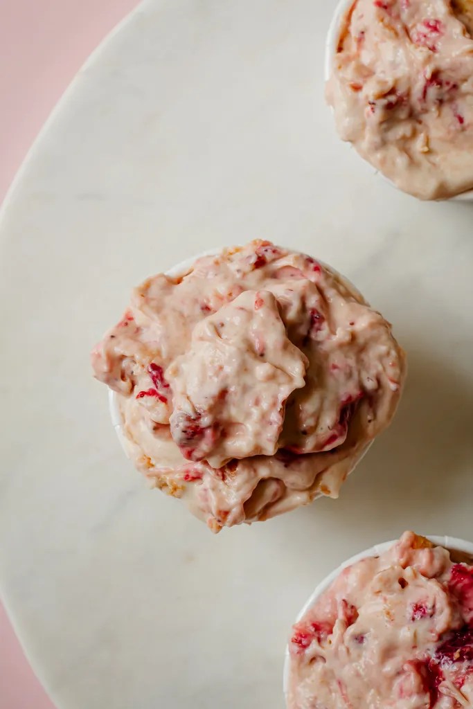 Strawberry shortcake pudding cups with roasted strawberries and crushed vanilla wafers