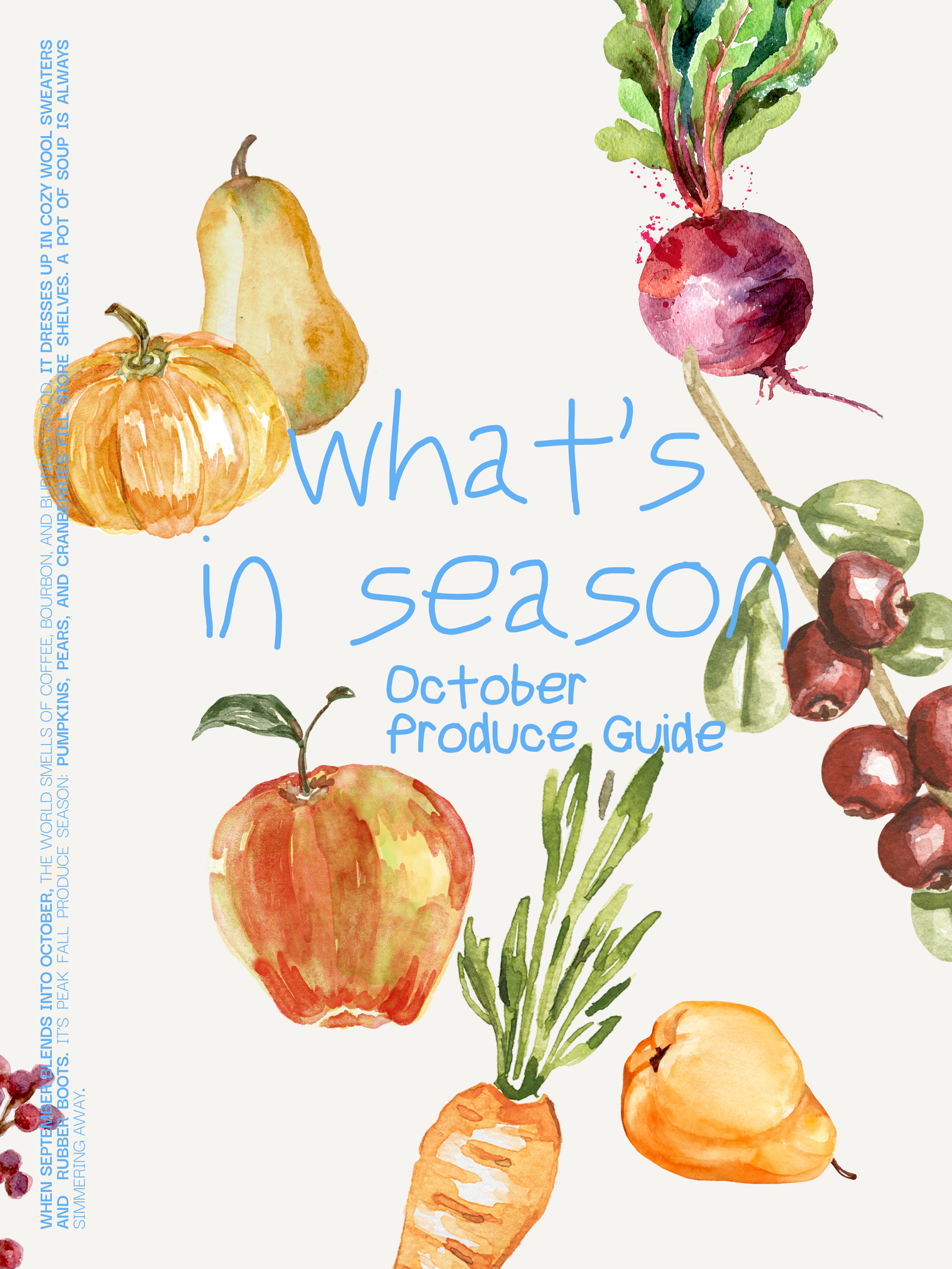 a graphic showing drawings of October produce