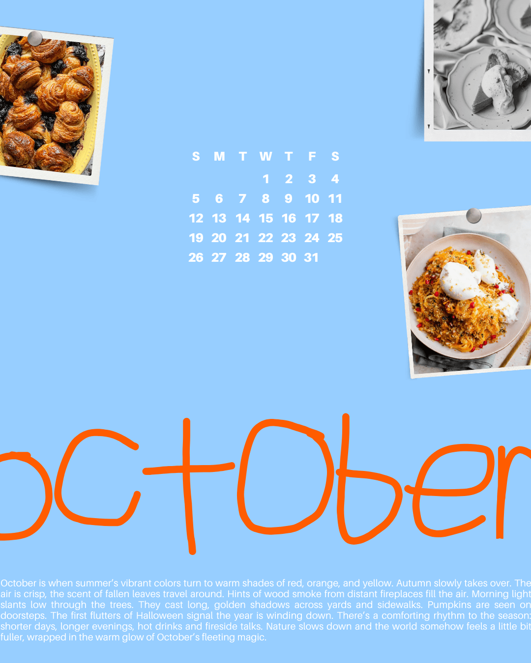 a fall-themed October calendar