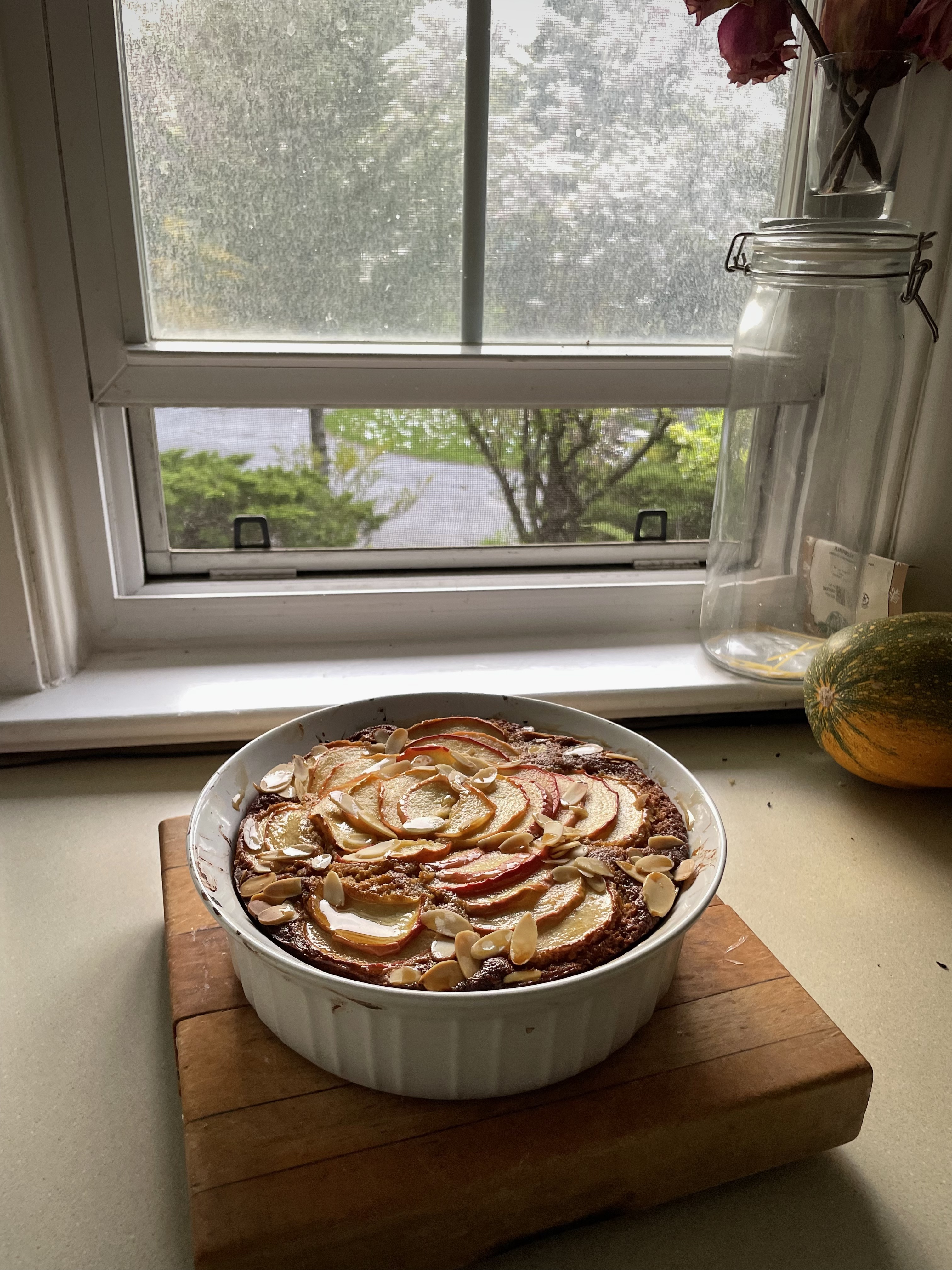 apple tea cake straight out of the oven