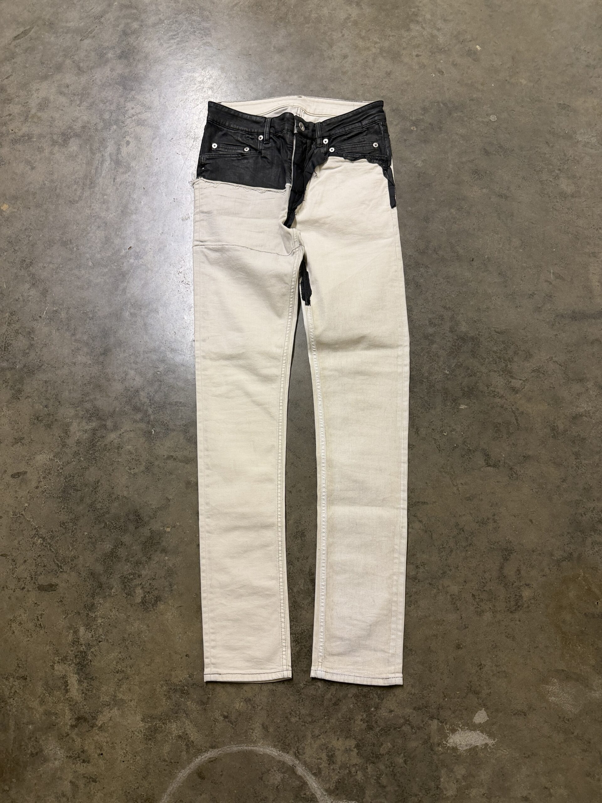 Rick Owens SS22 'Fogachine' Collage Waxed Tyrone Jeans