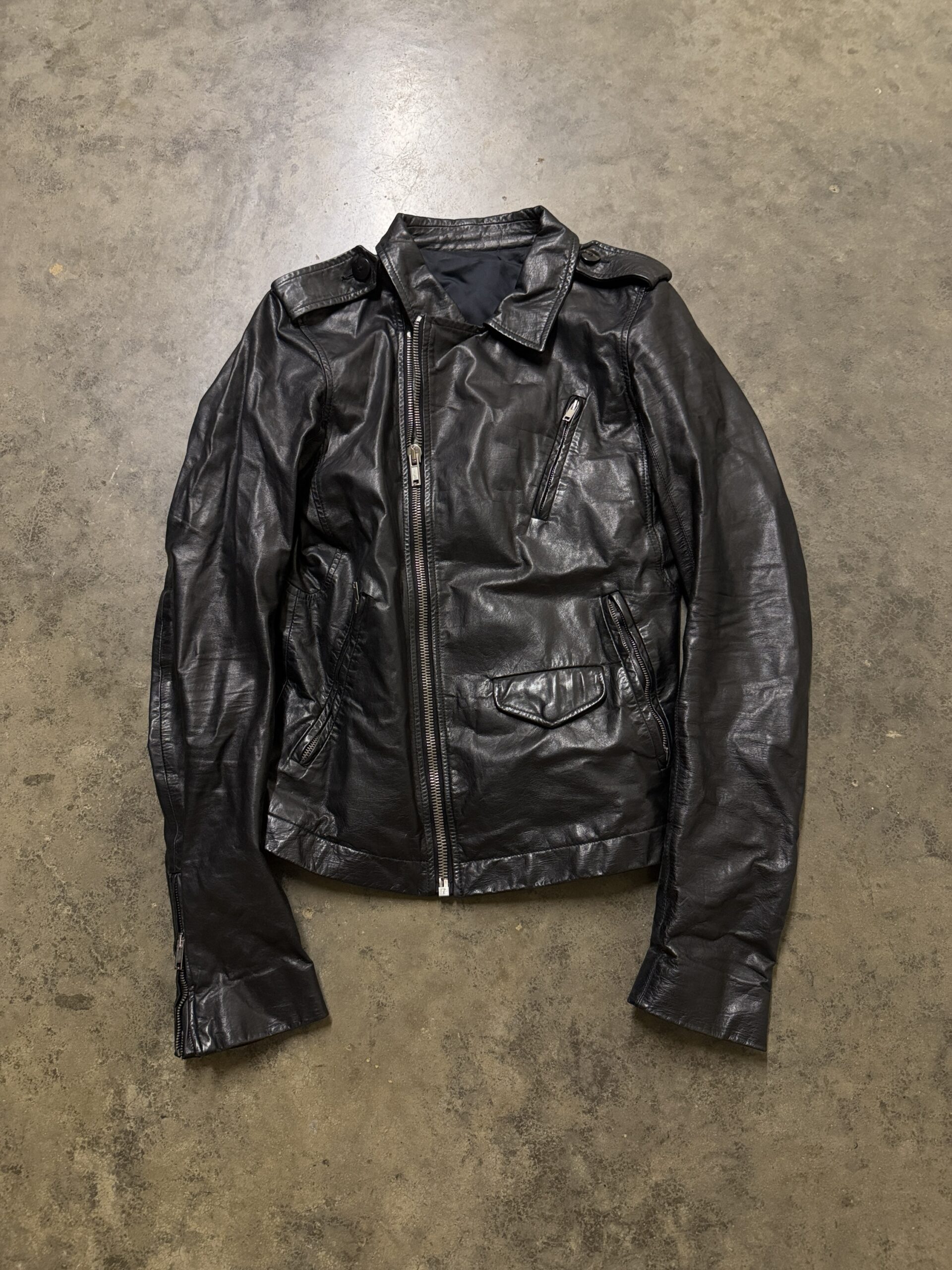 Rick Owens SS10 'Release' Oiled Calf Leather Stooges Jacket