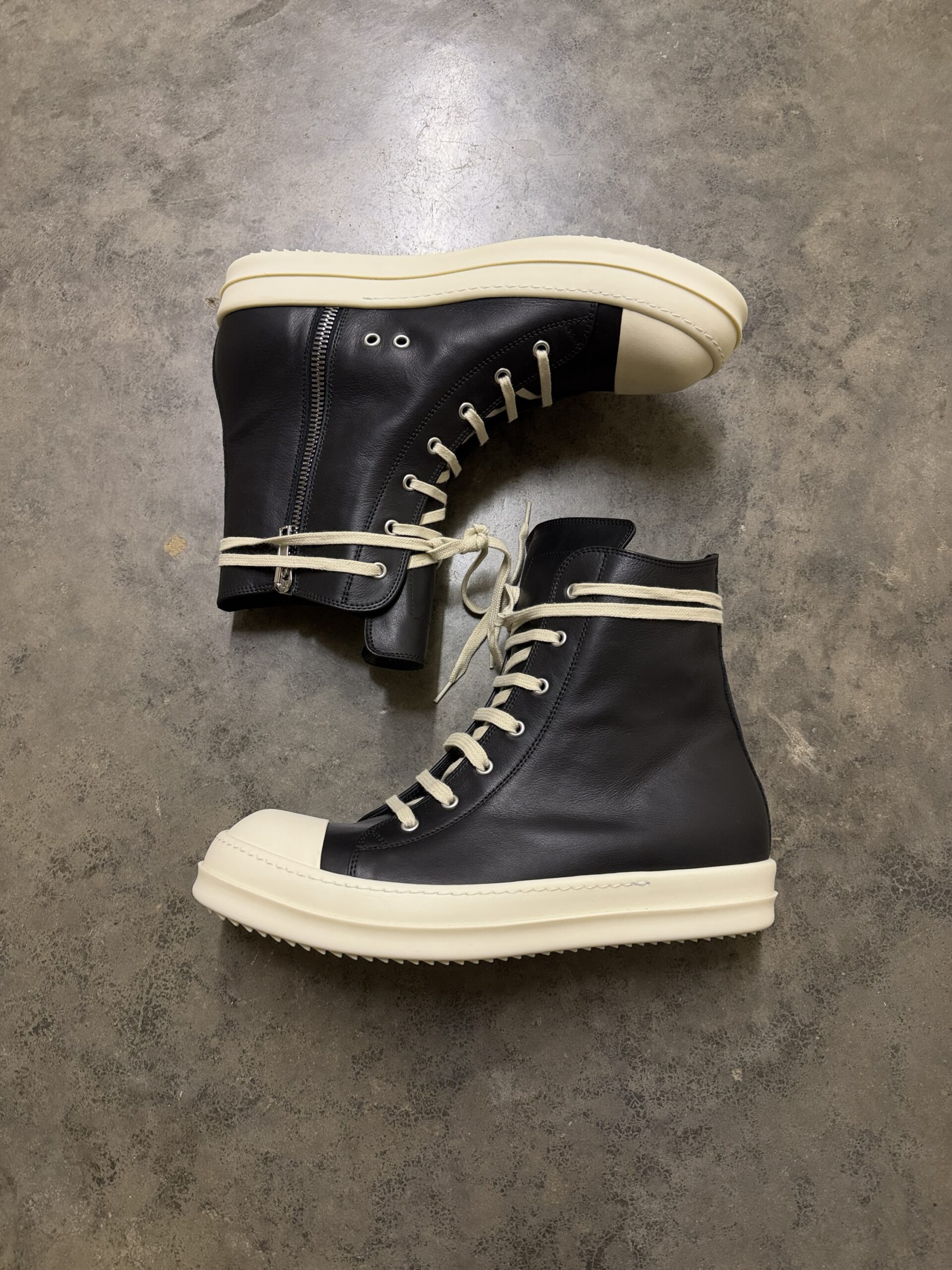 Rick Owens SS25 'Hollywood' Black Leather Ramones