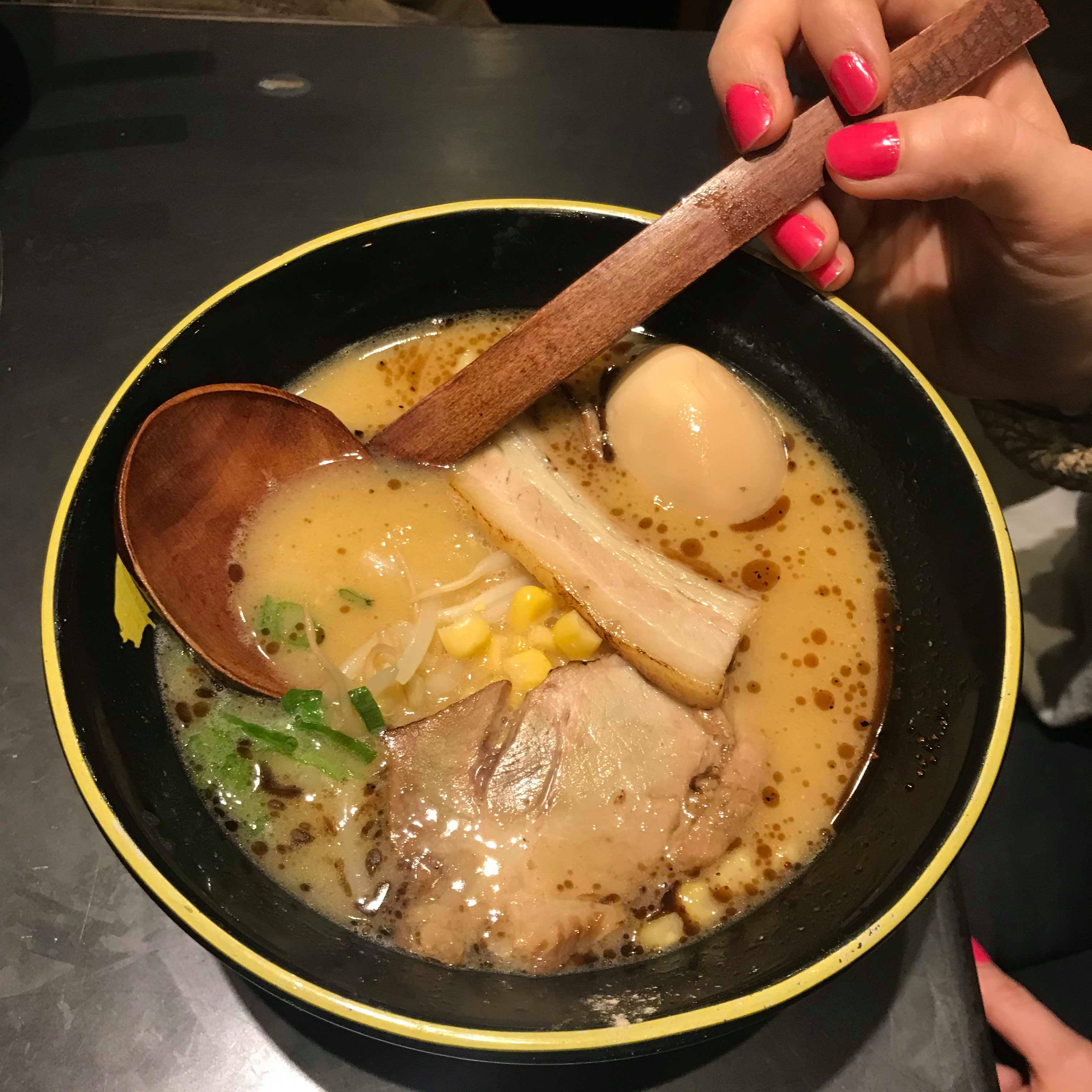 Digging in to the miso soup