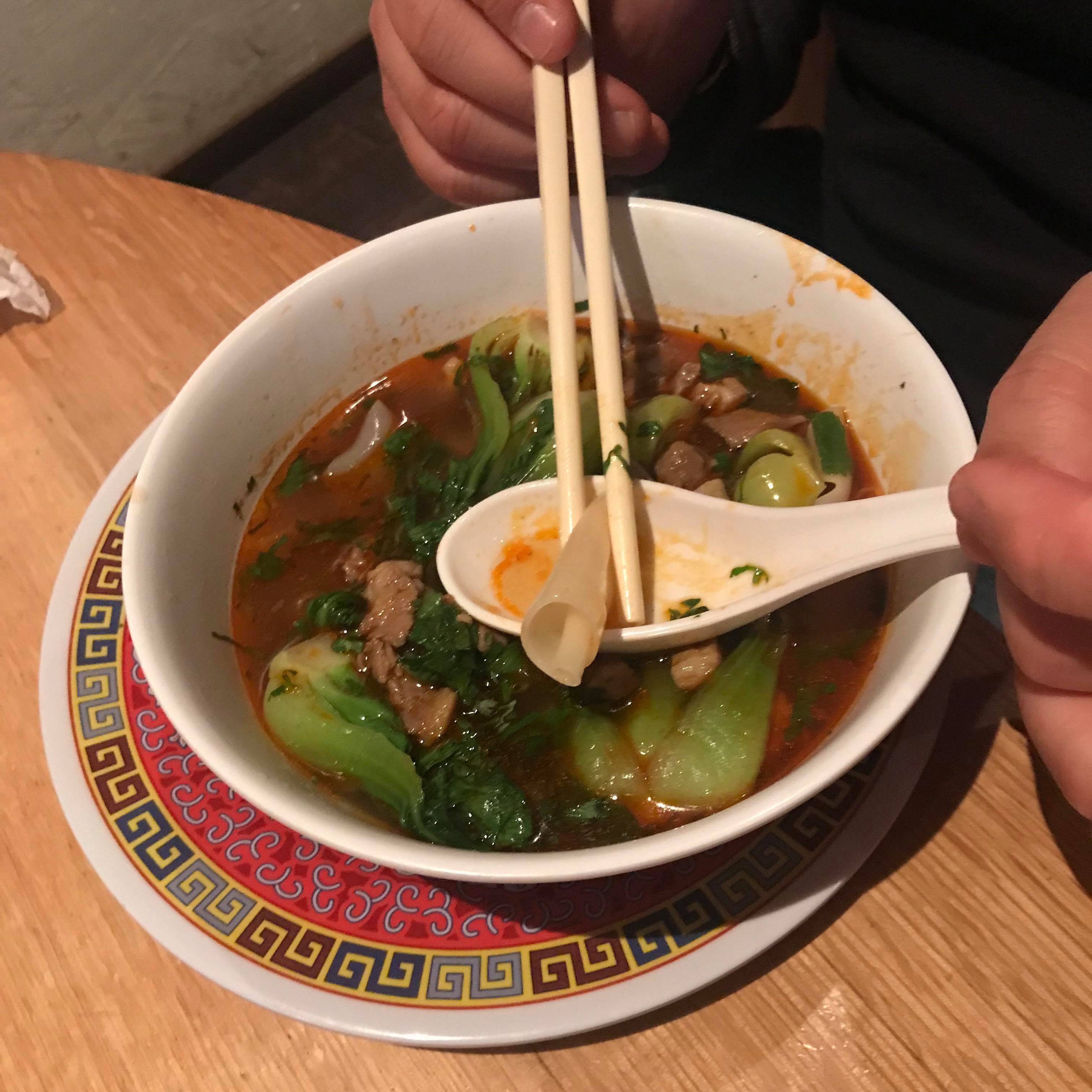 Look at how curled up the rice noodle is!