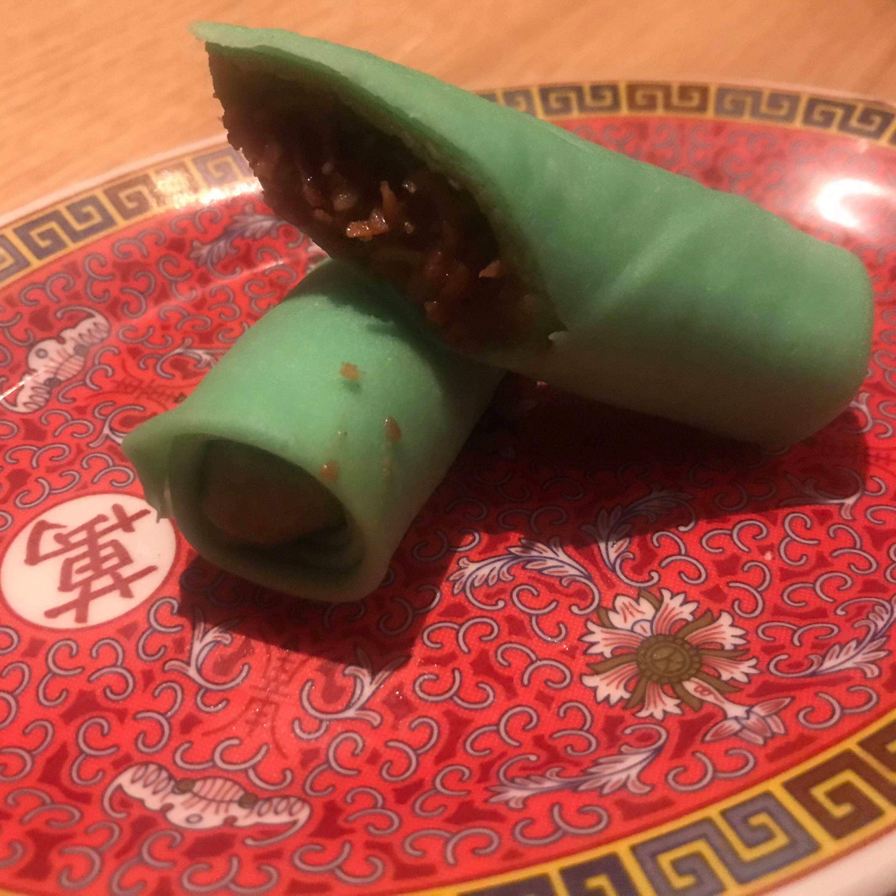 Kueh dadar - a crepe with shredded cocunut