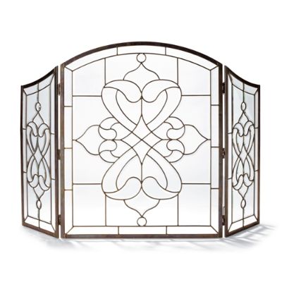 Beveled Glass Diamond Fireplace Fire Screen With Steel Frame Black Walmart Com Walmart Com