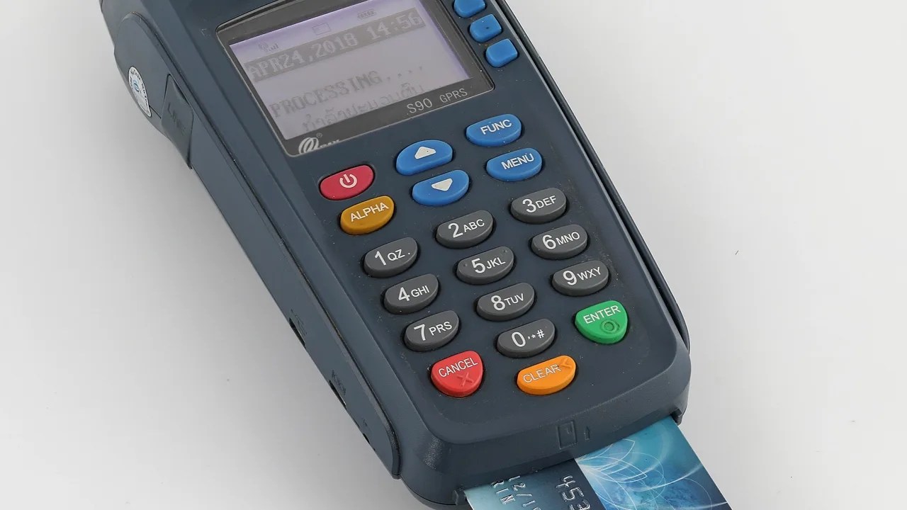 Payment terminal at a checkout
