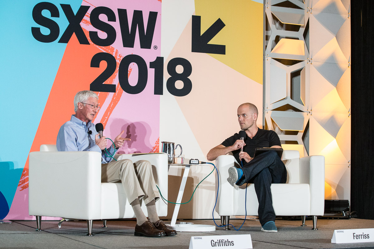 Tim Ferriss and Roland Griffiths at SXSW, Austin, TX 3/11/2018. © 2018 Jim Chapin Photography