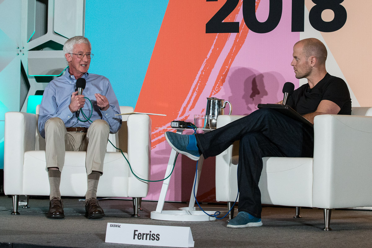 Tim Ferriss and Roland Griffiths at SXSW, Austin, TX 3/11/2018. © 2018 Jim Chapin Photography