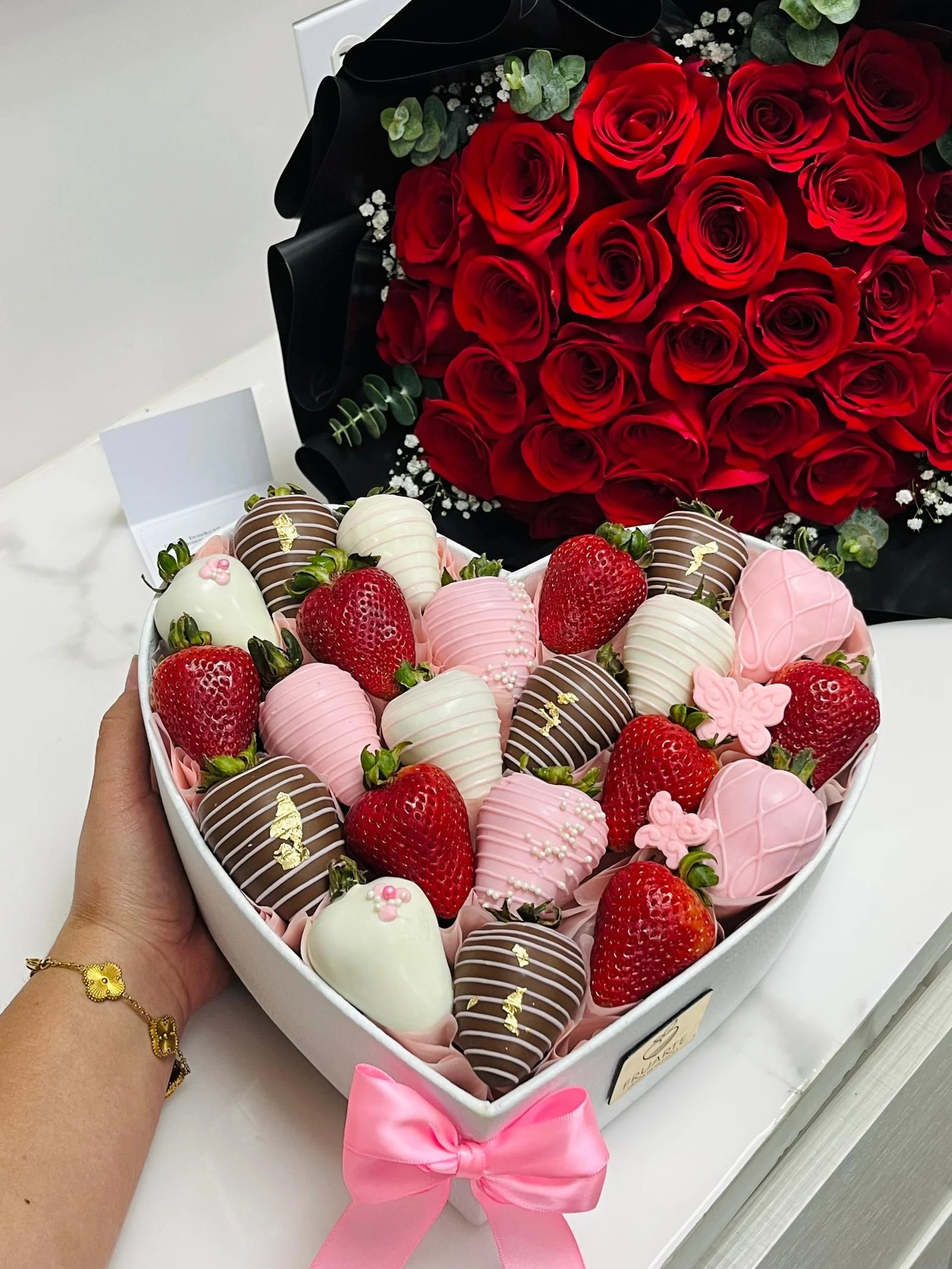 Corazón Fresas con Chocolate