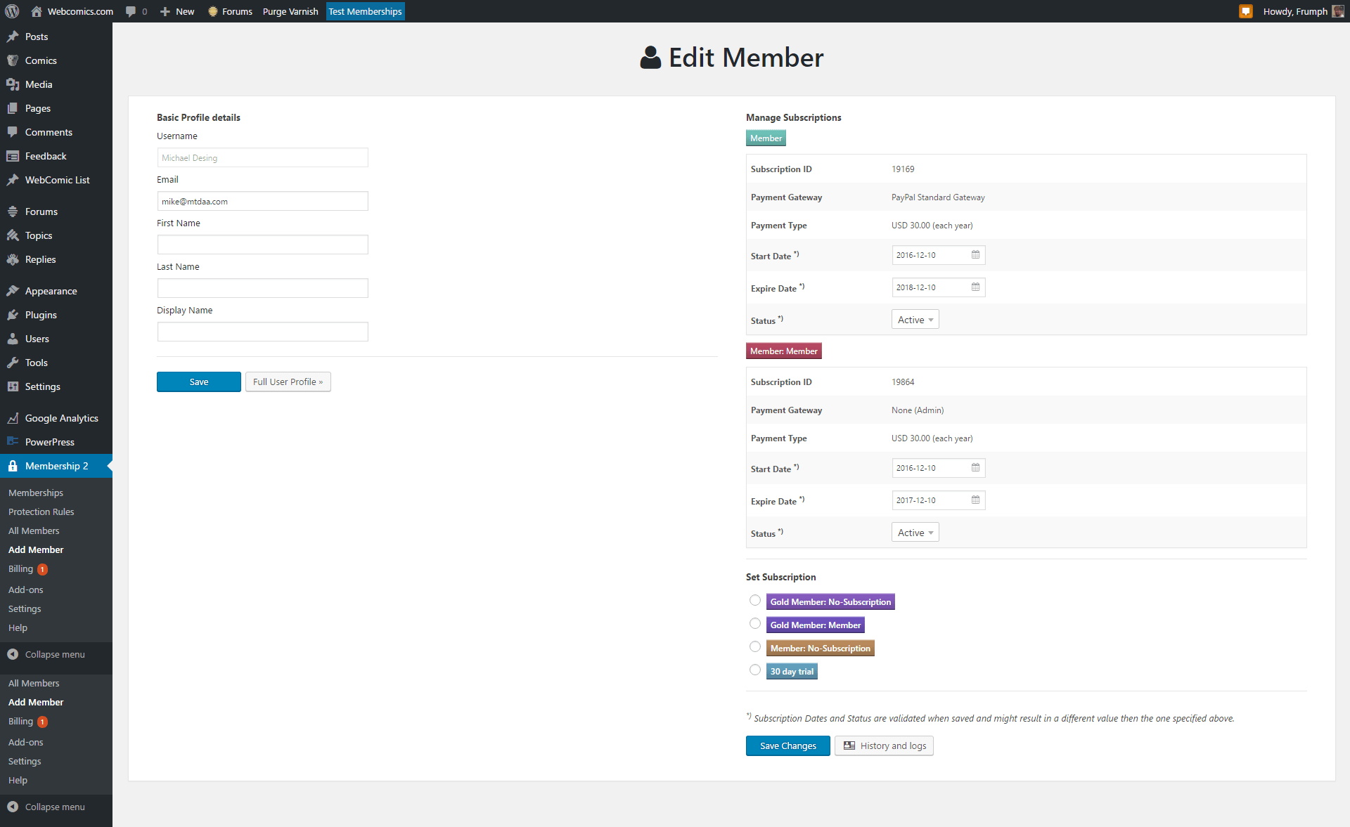 Extra non-existant membership from old membership install