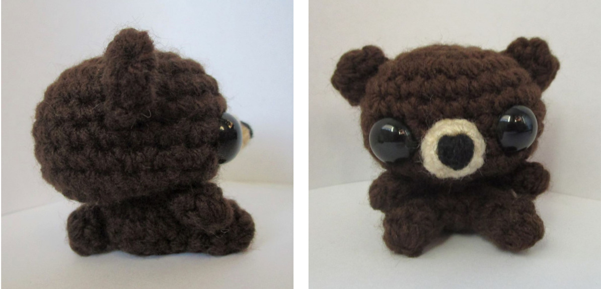 mini amigurumi bear arm position