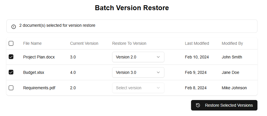Version Batch Operations