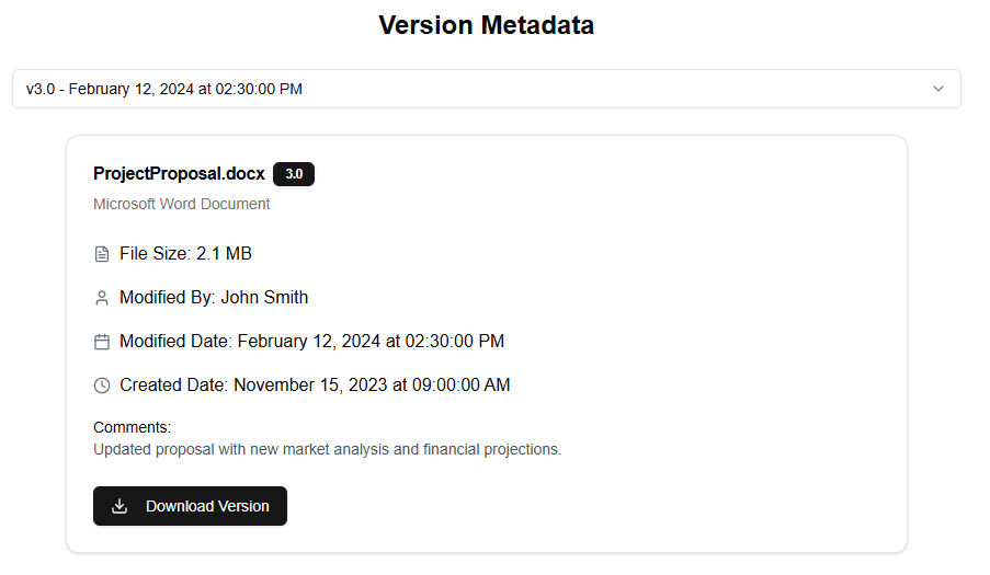Version Detailed Metadata