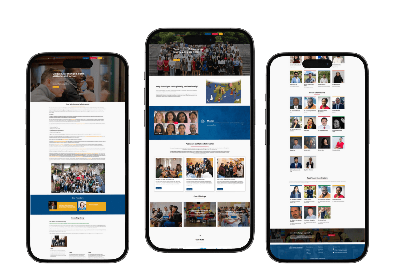 Melton Foundation website mobile responsive design screens