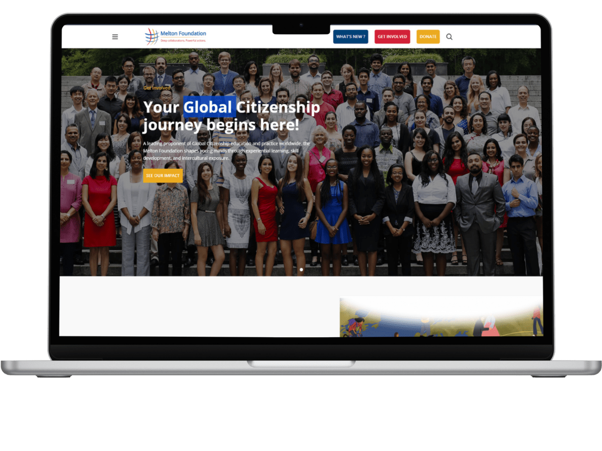 Melton Foundation website desktop view responsive design