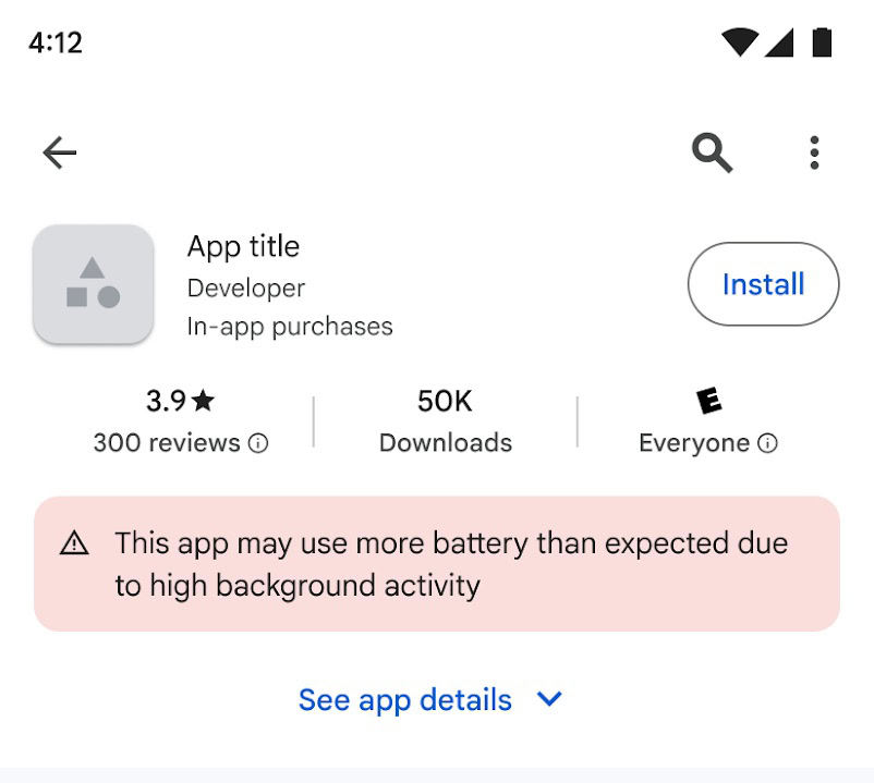 Play Store Battery Drain App Lable