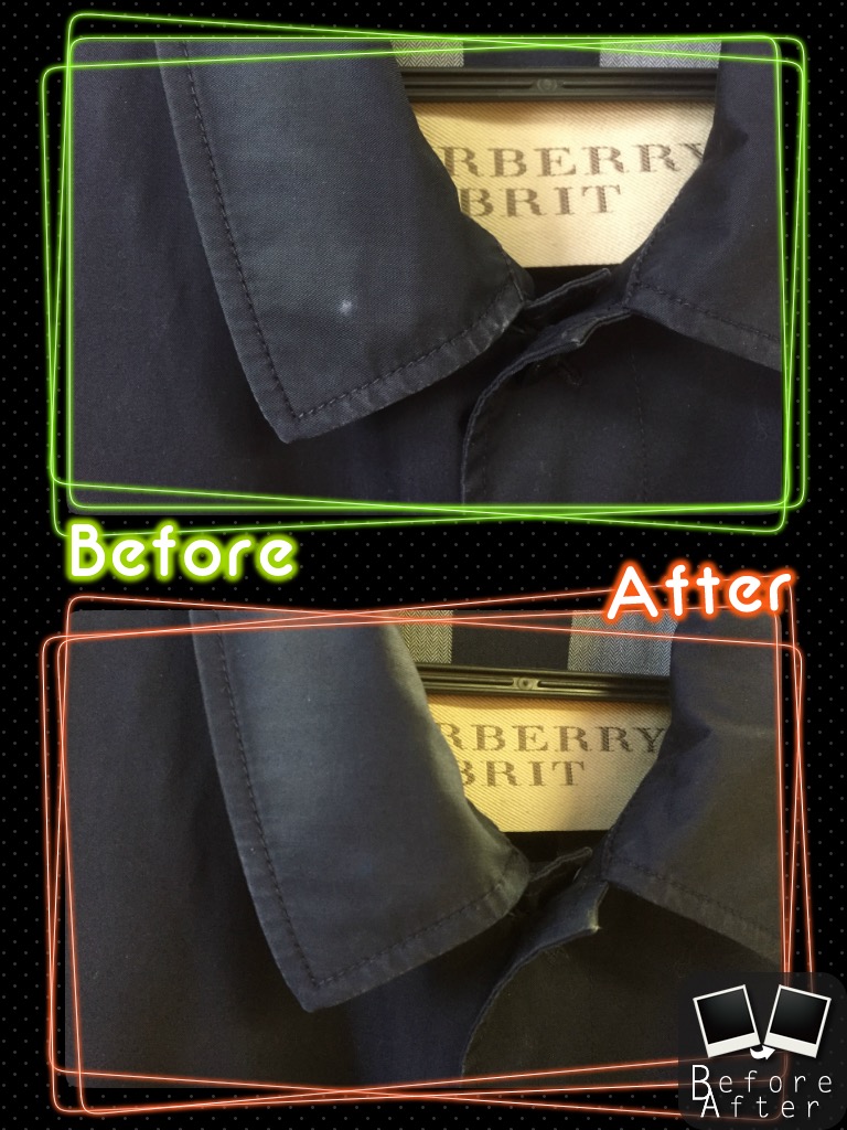 Burberryコートのボタン裏のあたり、色抜け、色修復 | 福島：会津