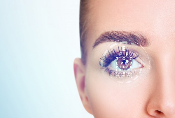 Ladie's eye looking at an eye chart