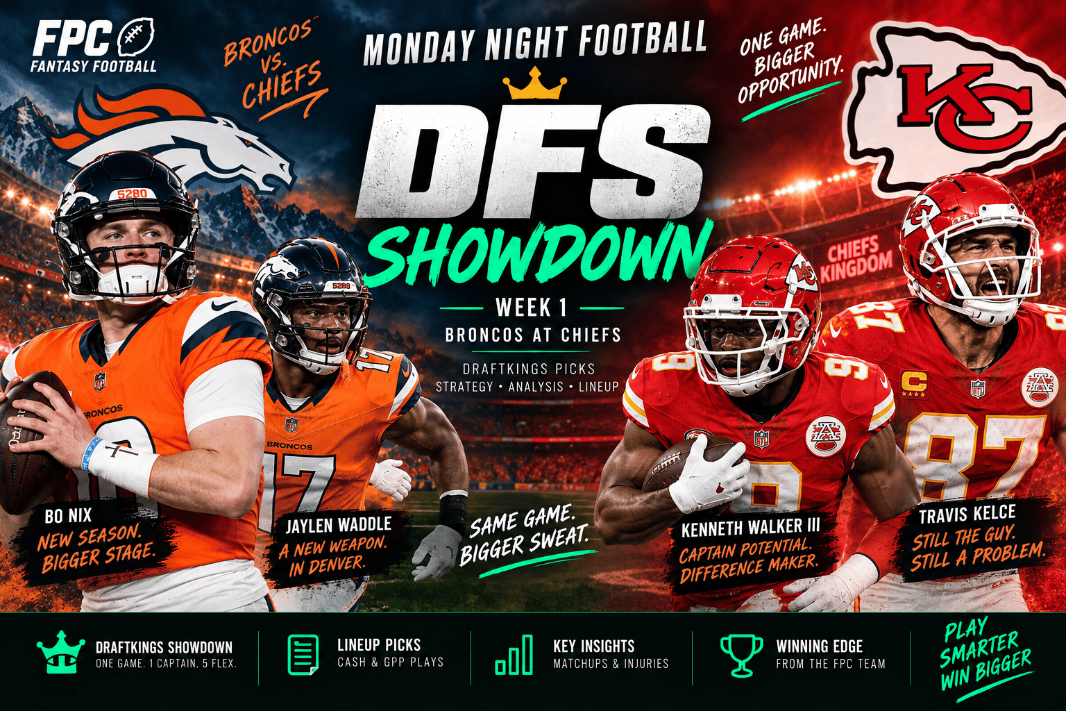 Broncos vs. Chiefs DFS Picks: DraftKings MNF Showdown Lineup for Week 1
