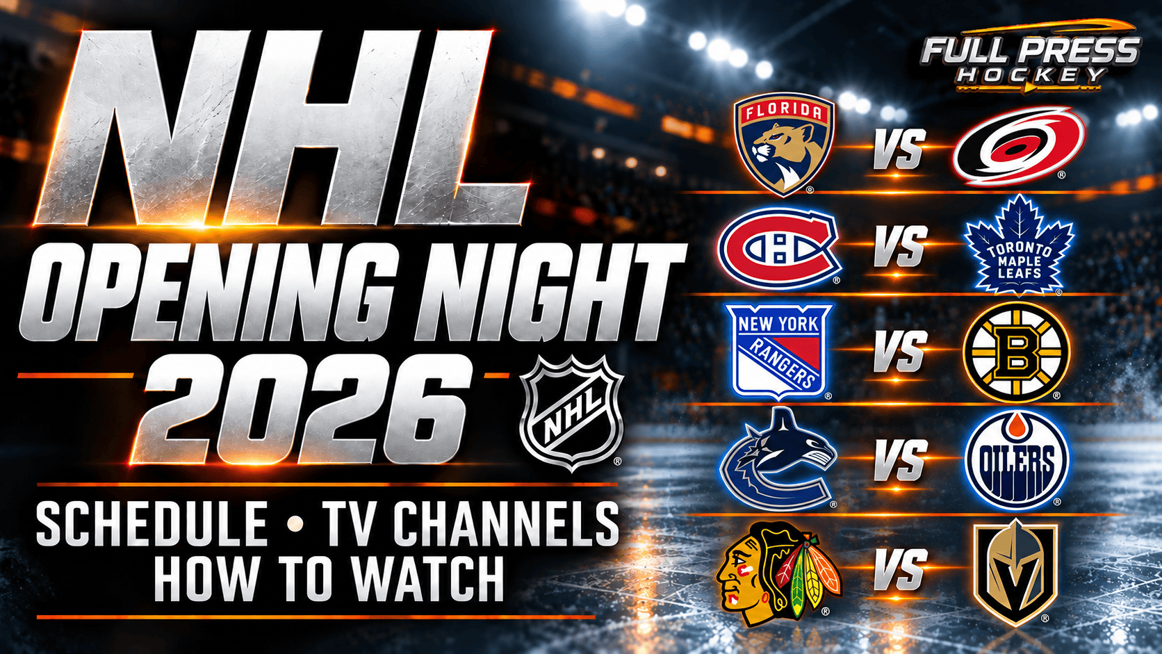 NHL Opening Night 2026: Schedule, TV Channels and How to Watch