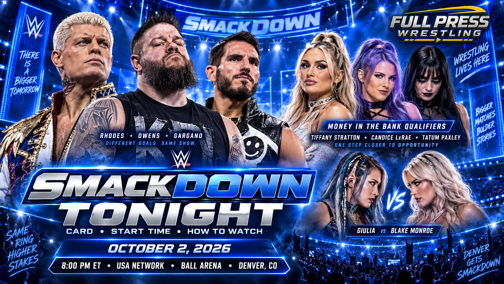 WWE SmackDown Tonight: Card, Start Time & How to Watch (October 2, 2026)