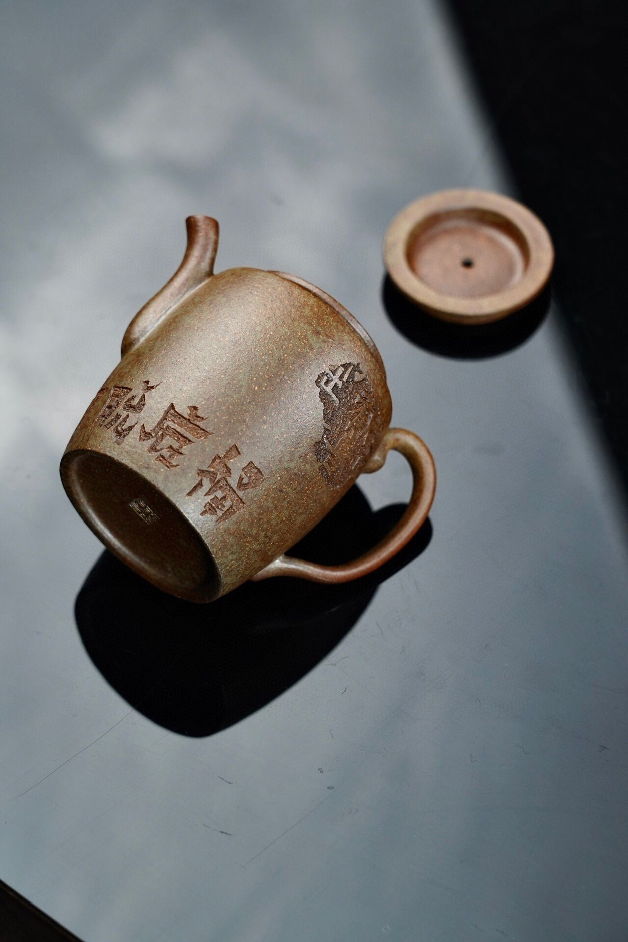 清時代 【酆】款 古銅製 橋耳香炉 在銘 銅爐 茶道具/ 香道具☆時代物☆ 明治期 金鐘堂 紫銅鼎形 香炉(三足、唐獅子)(R-052794