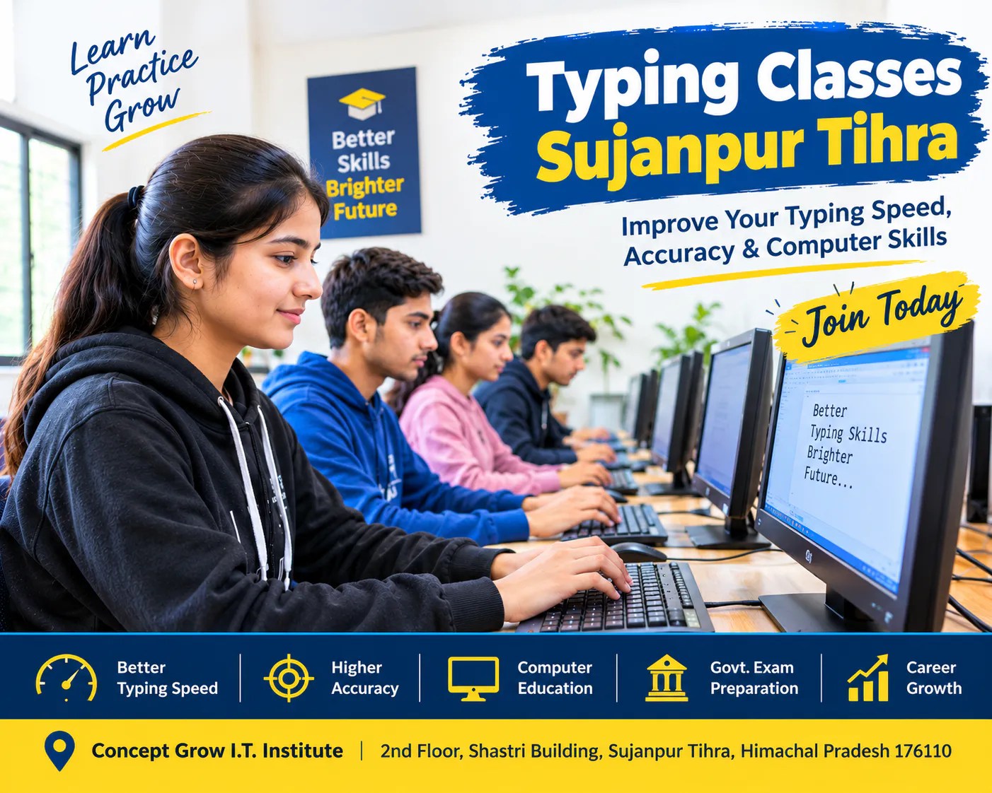 Best Typing Coaching Institute in Sujanpur Tihra