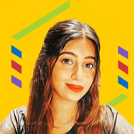 Illustration of a portrait of Bushra Mughal, Wizard of Conversions at Fundamentally Content