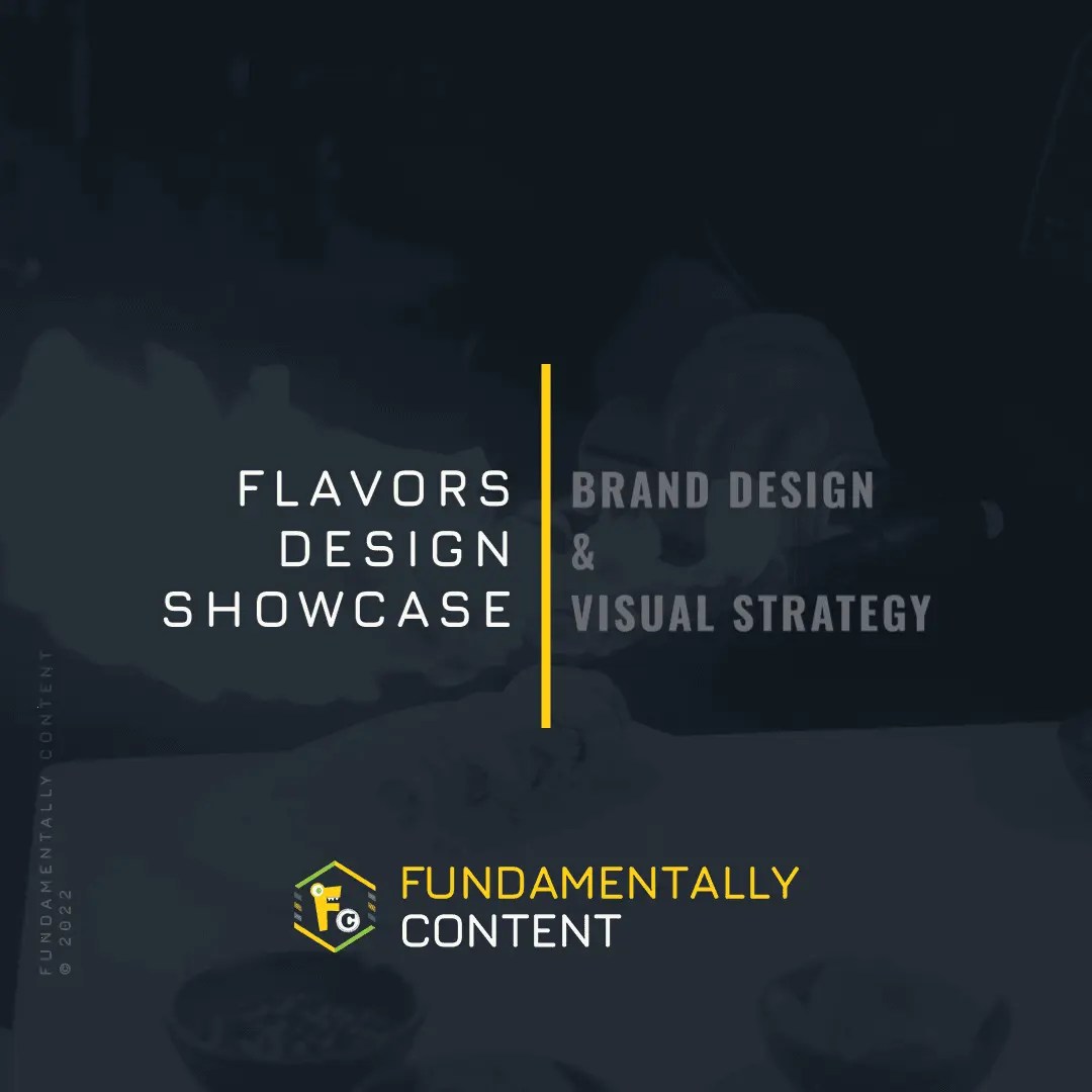 A thumbnail for a video design showcase for Flavors' branding project by Fundamentally Content.