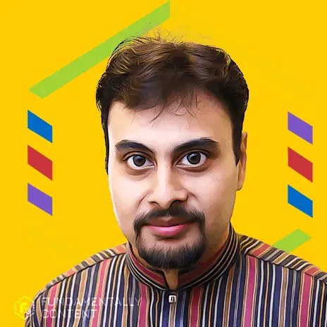 Illustration of a portrait of co-founder Tahir Shabbir Attarwala, Director of Misdirection at Fundamentally Content