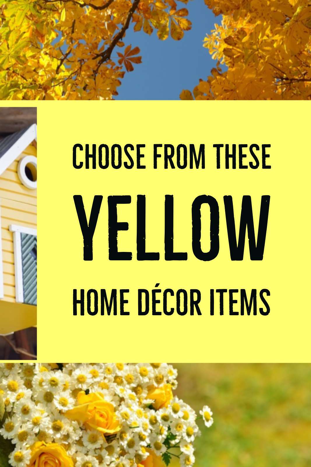 Yellow home decor items for a room with a yellow palette