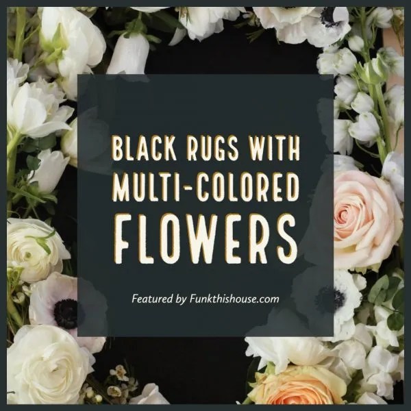 Multi Colored Flowers on a Black Rug