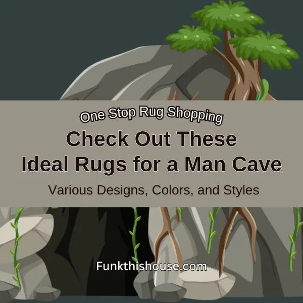 Various area rugs that are ideal for man caves.