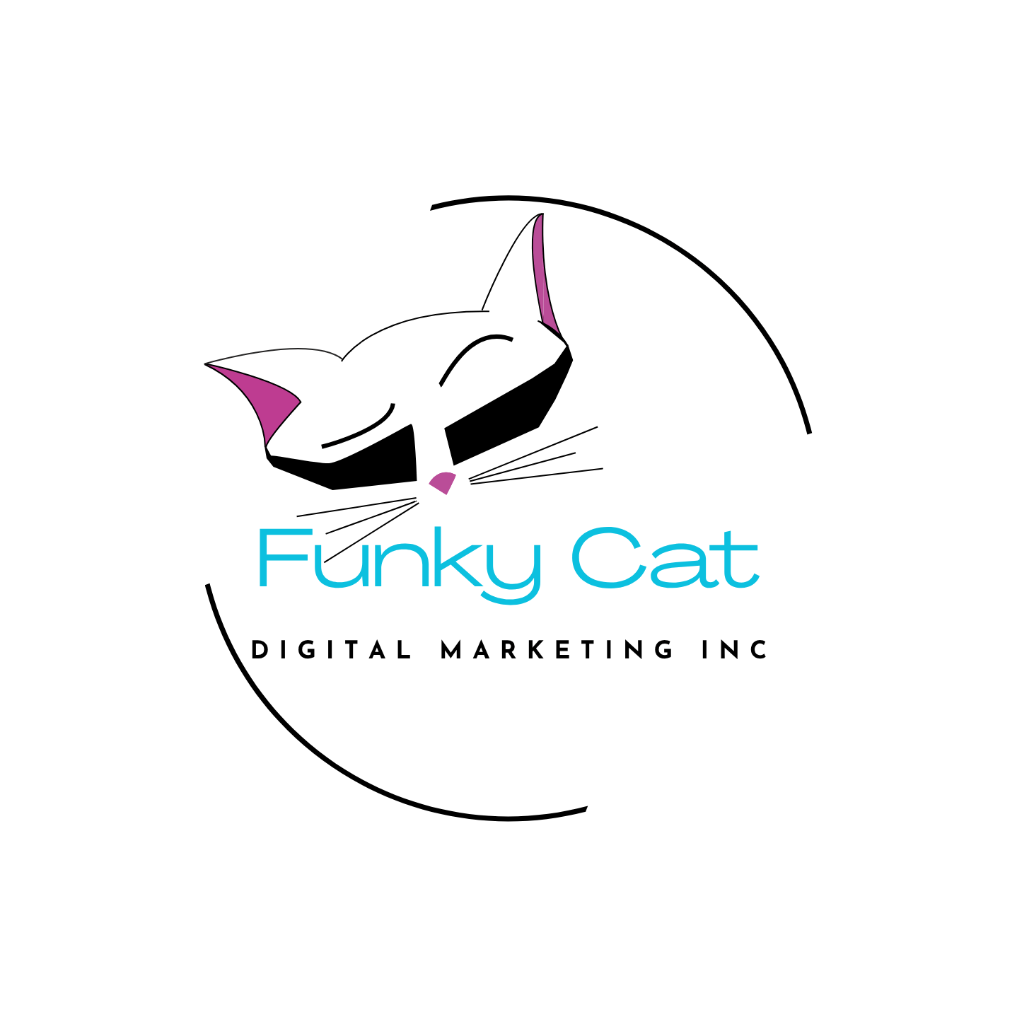 Funky Cat Digital Marketing Logo of a cat wearing sleek sunglasses