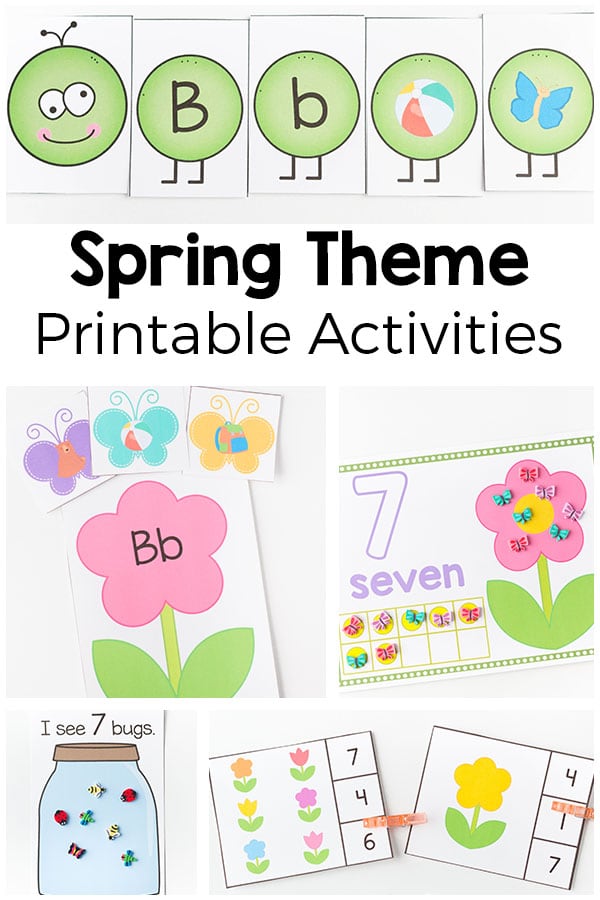 Spring Theme Printables and Activities for Preschool and Kindergarten