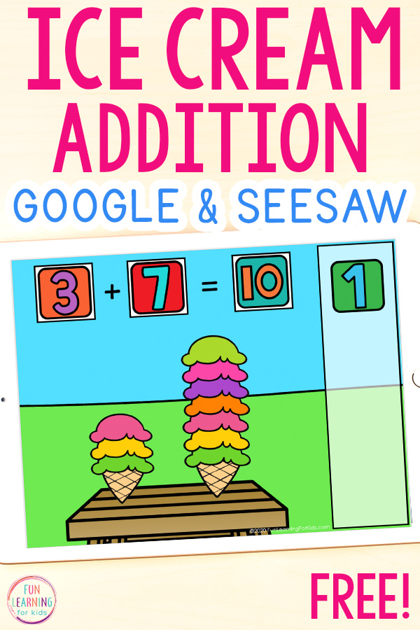 Kindergarten math book, addition subtraction workbook (education workbook) [fairy education, . Ice Cream Addition To 10 Activity For Slides And Seesaw